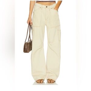 Revolve Lioness Miami Vice Pants Beige Size XXL Wide Leg Cargo Oversized Fit